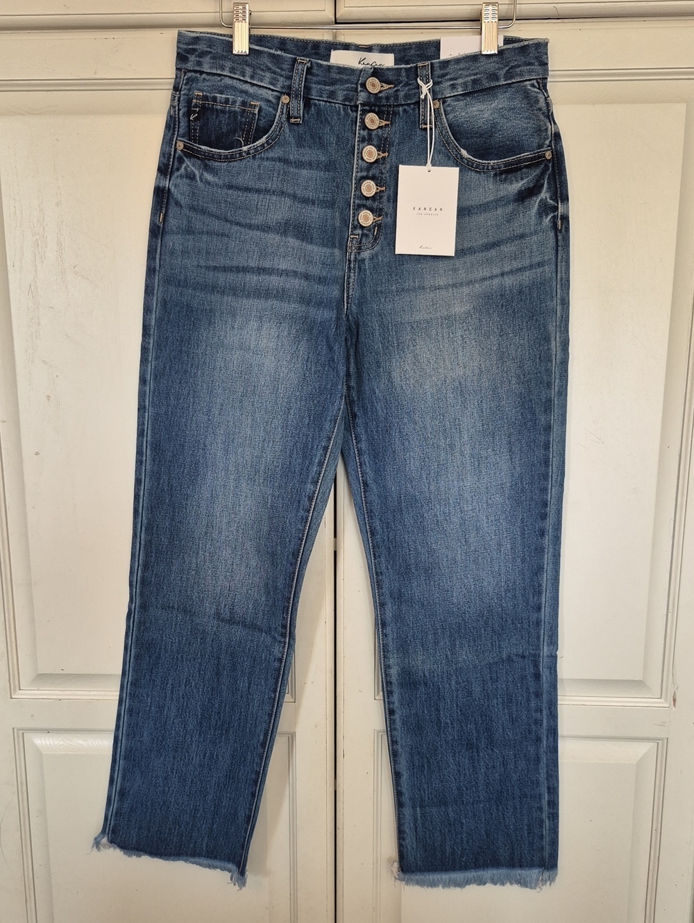 KanCan Women's Ankle Length Straight Leg Jeans - Medium Blue Wash